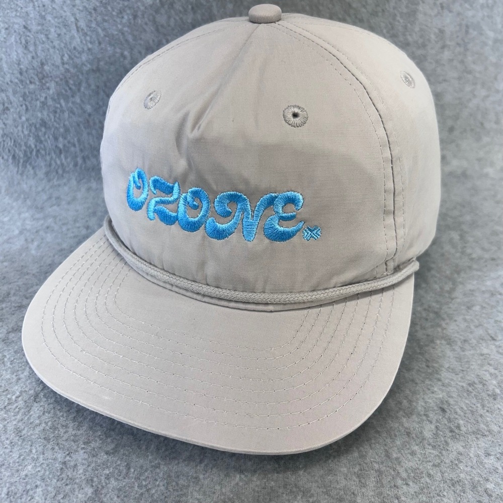 Decky Ozone Logo Snapback Hat Gray Blue Embroidered Rope Flat Bill Cap 6032
